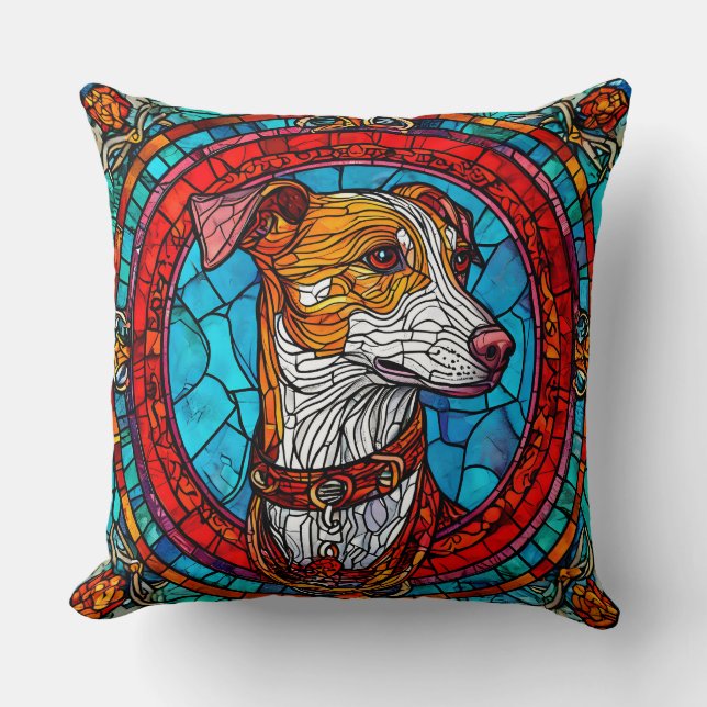 Dog Stained Glass Art Cushion (Front)
