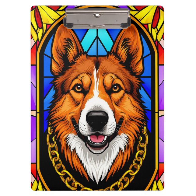 Dog Stained Glass Portrait Clipboard (Front)