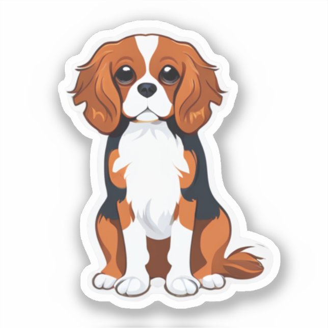 Dog Sticker Cavalier king charles illustrated (Front)