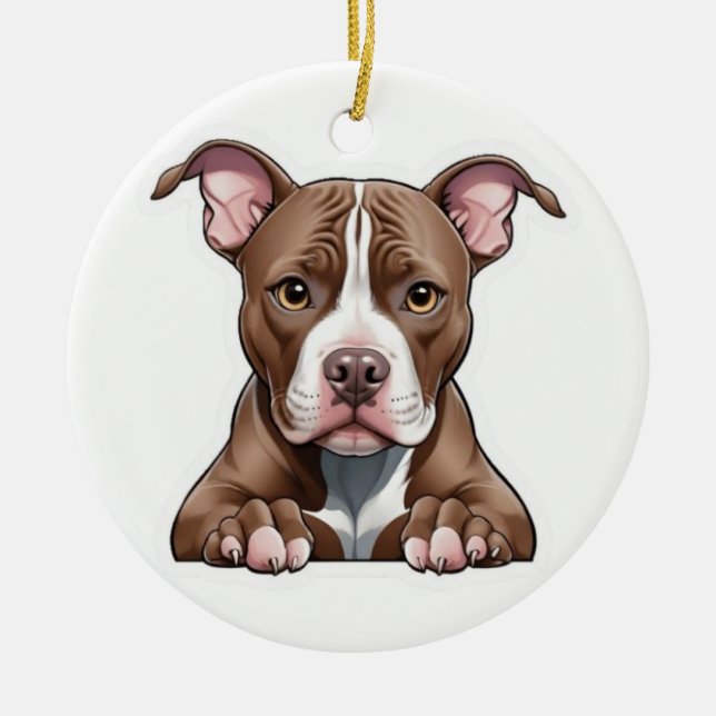 Dog Sticker Custom Ceramic Tree Decoration (Front)