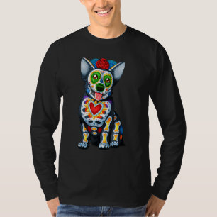 Dog Sugar Skull Dia De Los Muertos Perro Day Of Th T-Shirt