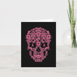 Dog Sugar Skull Pink Ribbon Breast Cancer Card