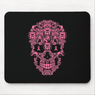 Dog Sugar Skull Pink Ribbon Breast Cancer Mouse Mat