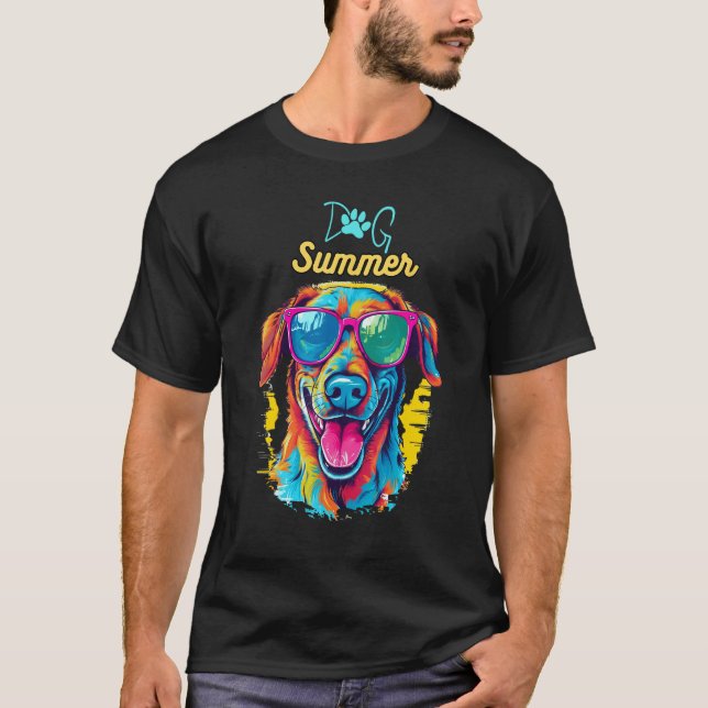Dog Summer Party Labrador With Sunglasses T-Shirt (Front)