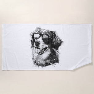Dog Sunglasses Animal Cool Funny basset hound dog Beach Towel