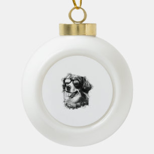 Dog Sunglasses Animal Cool Funny basset hound dog Ceramic Ball Christmas Ornament