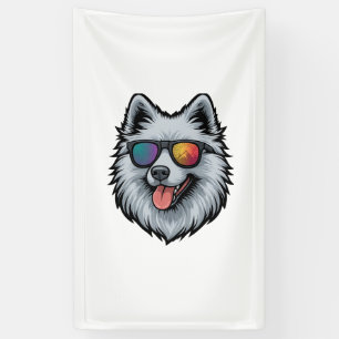 Dog Sunglasses Mountain Sunset Reflection Banner