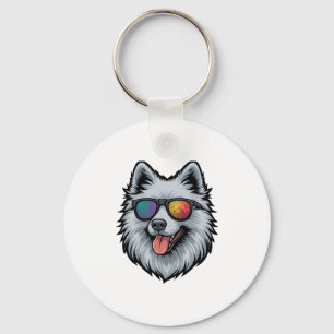 Dog Sunglasses Mountain Sunset Reflection Key Ring