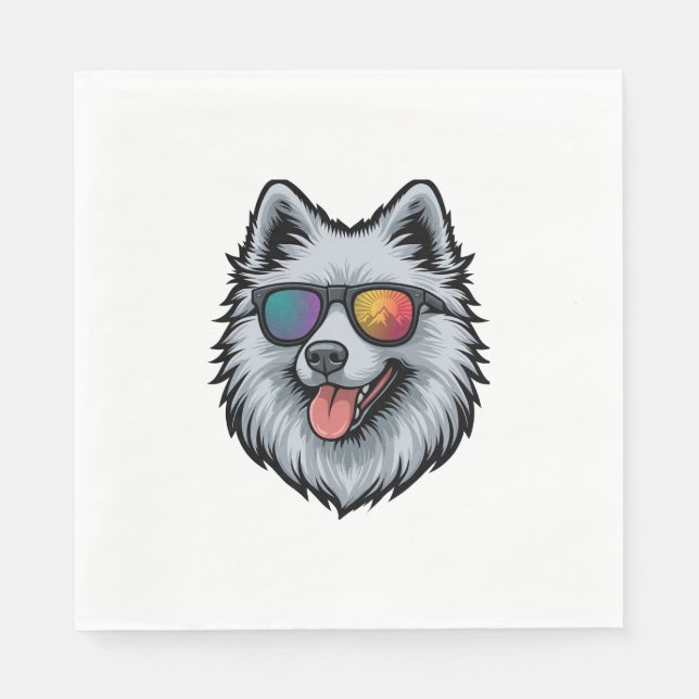 Dog Sunglasses Mountain Sunset Reflection Napkin (Front)