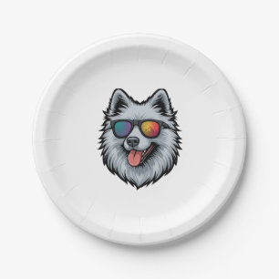 Dog Sunglasses Mountain Sunset Reflection Paper Plate