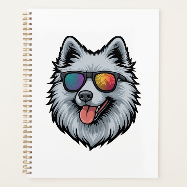 Dog Sunglasses Mountain Sunset Reflection Planner (Front)