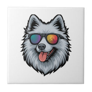 Dog Sunglasses Mountain Sunset Reflection Tile