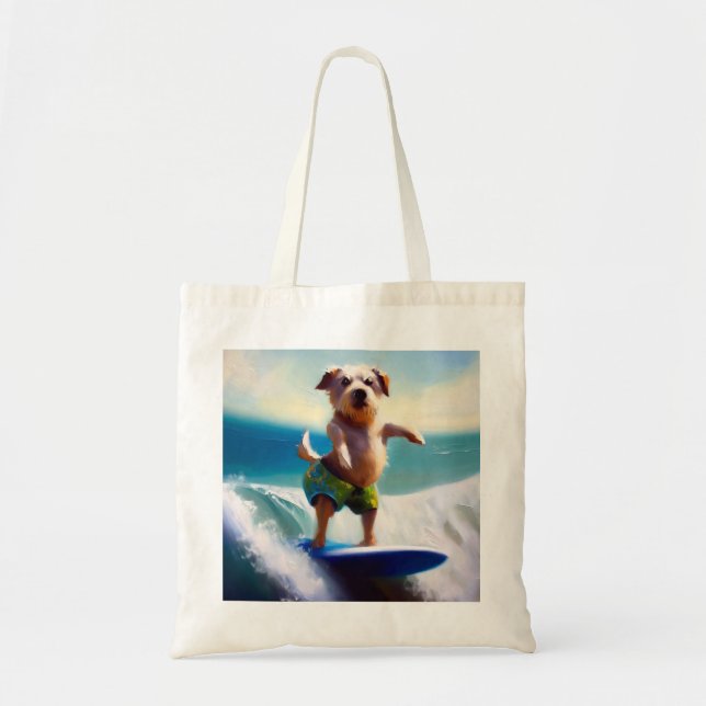 Dog Surfing Tote Bag (Front)