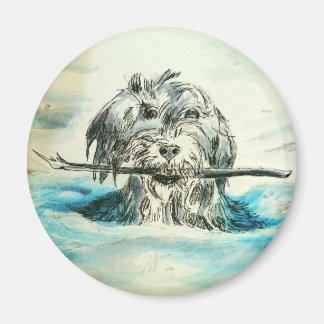 Dog swimming circle magnet