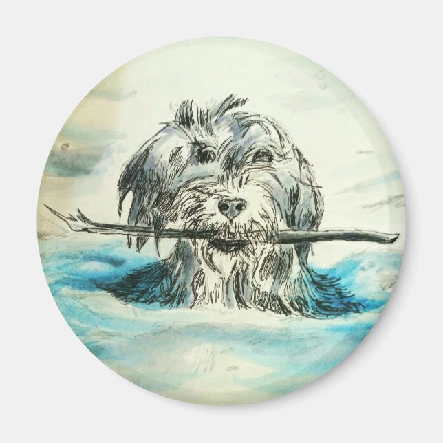 Dog swimming circle magnet (Front)