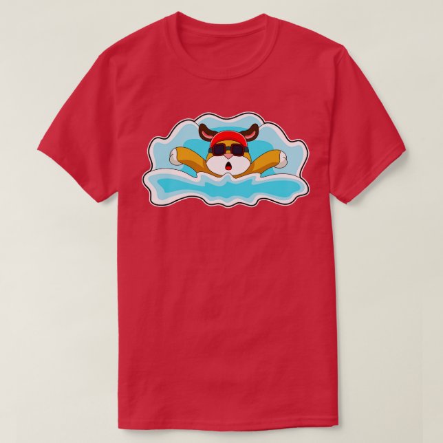 Dog Swimming Water T-Shirt (Design Front)