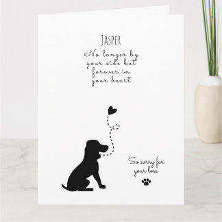 Dog Sympathy Card, custom name. Pet Loss  Card