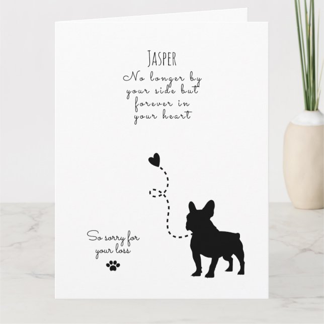 Dog Sympathy Card, custom name. Pet Loss  Card (Front)