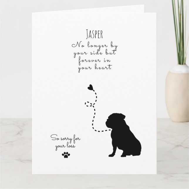 Dog Sympathy Card, custom name. Pet Loss  Card (Front)