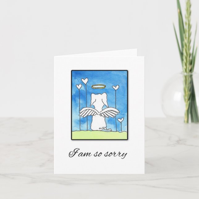 Dog Sympathy Card, Dog Angel with Wings Card (Front)