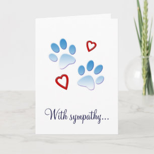 Dog Sympathy Card Paws and Hearts