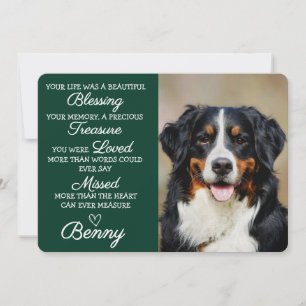 Dog Sympathy Card Pet Loss Card Emerald Green