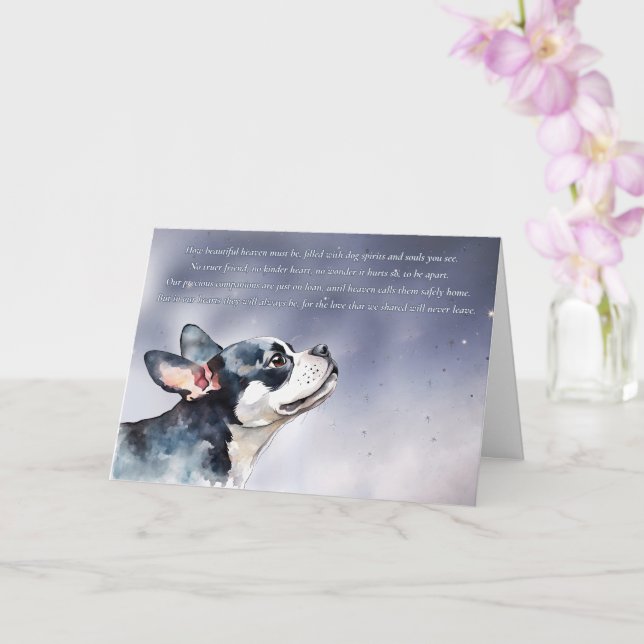 Dog Sympathy Condolences Boston Terrier Spiritual Card (Orchid)