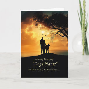 Dog Sympathy Custom Name Loss of Dog with Man  Card
