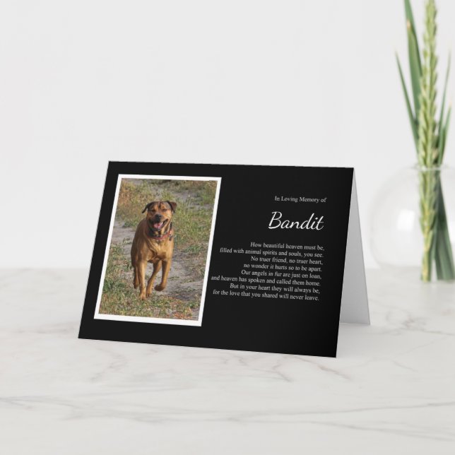 Dog Sympathy Memorial Custom Photo Name Card (Front)
