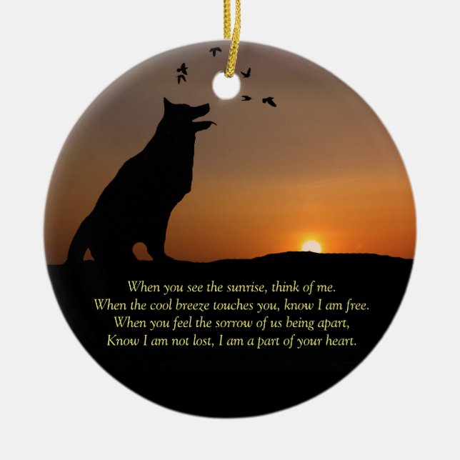 Dog Sympathy Memorial Tribute with Name Ceramic Tree Decoration (Front)