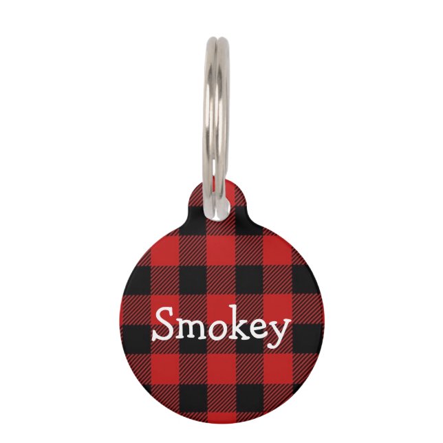 Dog Tag, Buffalo Plaid, Personalised Pet Tag (Front)