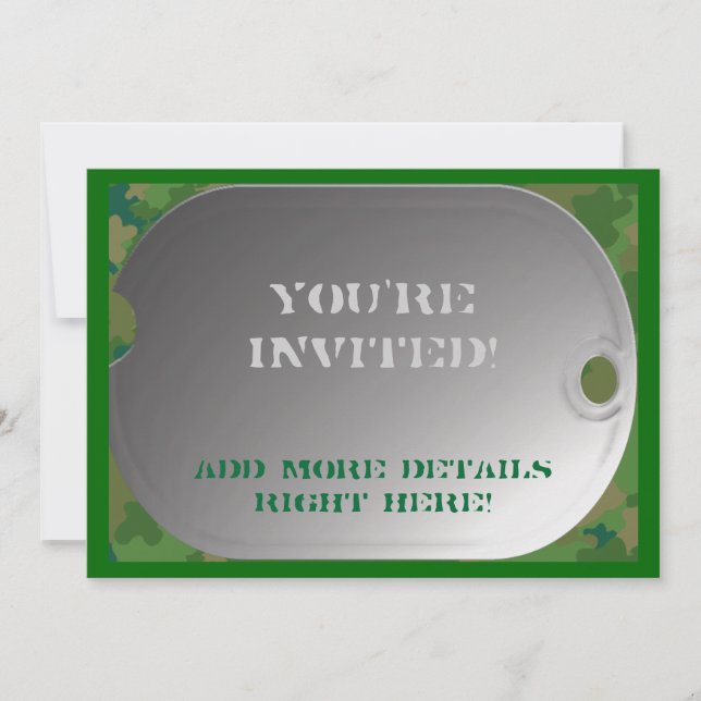 Dog Tag camo style Invitation (Front)