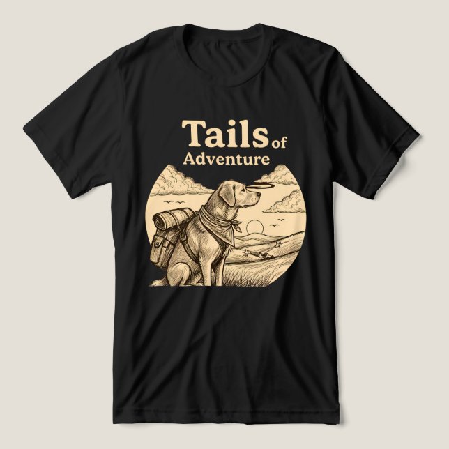 Dog Tails of Adventure Funny Dog Lover Hiking  Tri-Blend Shirt (Design Front)