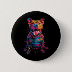 Dog Tattoos Pitbull Tattooed Colourful Tattooed Do 6 Cm Round Badge