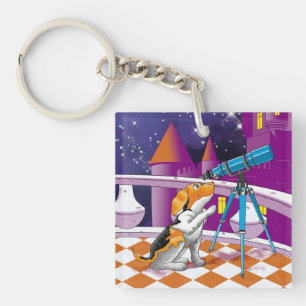 dog telescope key ring