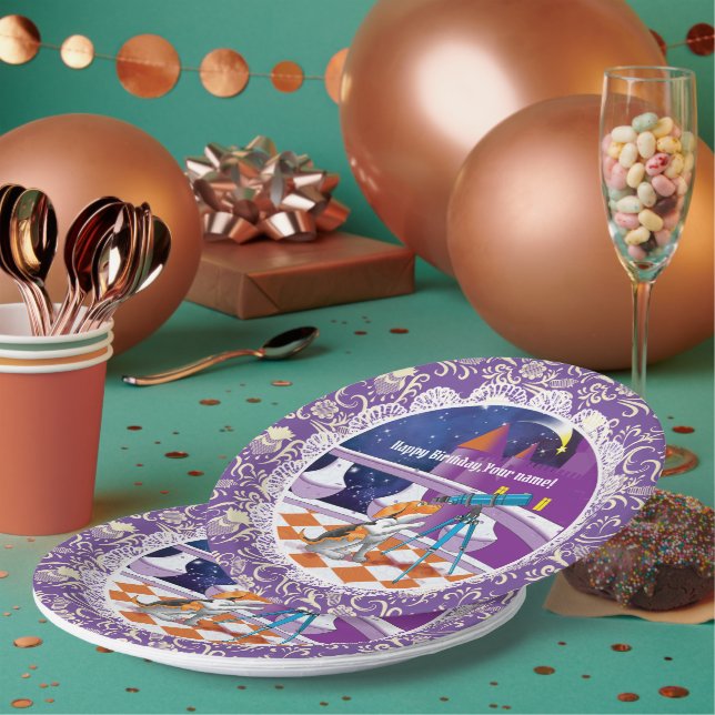 dog telescope paper plate (Multi)