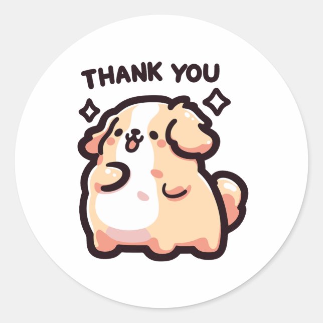 Dog — Thank you Classic Round Sticker (Front)
