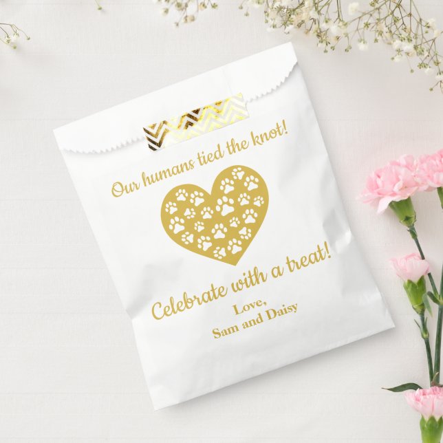 Dog Thank You Wedding Cookie Pet Treat Gold Favour Bags (Sealed)