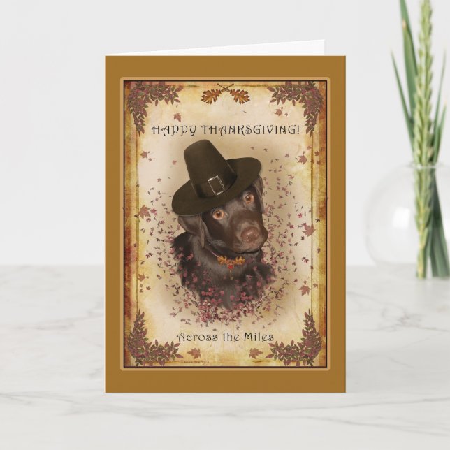 Dog Thanksgiving Across the Miles Greeting Card (Front)