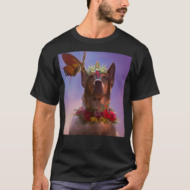 Dog   The purple dog king with butterfly T-Shirt (Front)