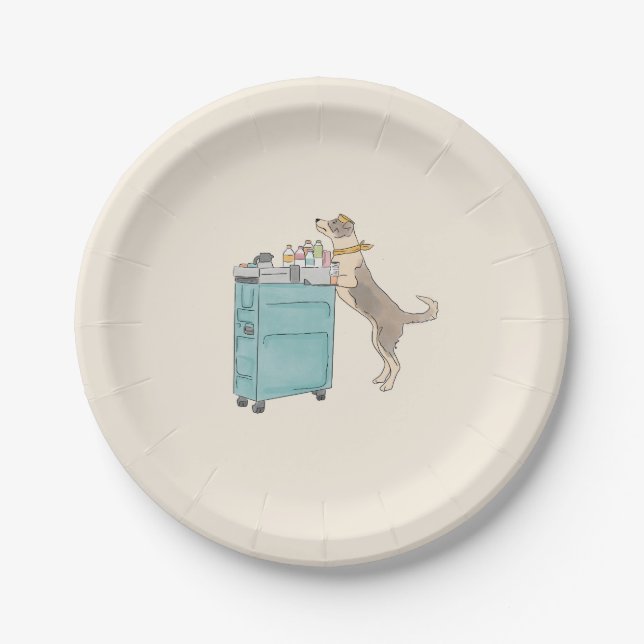 dog theme birthday party  paper plate (Front)