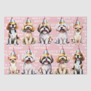 Dog Theme Birthday Party Pink Tissue Paper