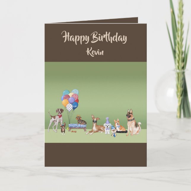 Dog Theme Custom Happy Birthday Personalised   Card (Front)