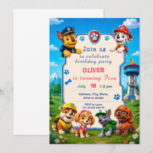 Dog Theme invitaion for boy. Kids party. Invitation