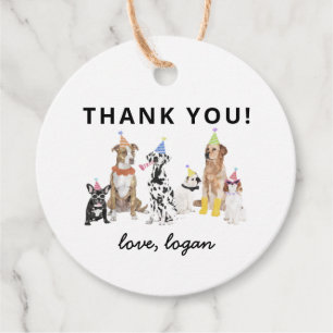 Dog Theme Let's Pawty Dog Birthday Party Favour Tags