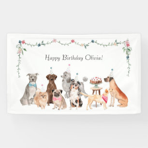 Dog Theme Party Banner, Birthday Backdrop Banner