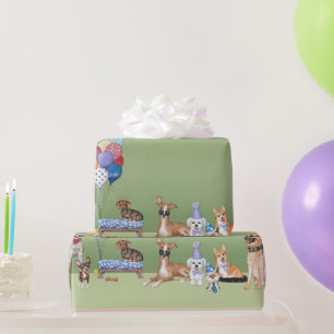 Dog Theme Party Happy Birthday Wrapping Paper