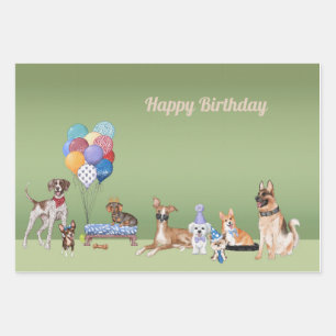 Dog Theme Party Happy Birthday    Wrapping Paper Sheet