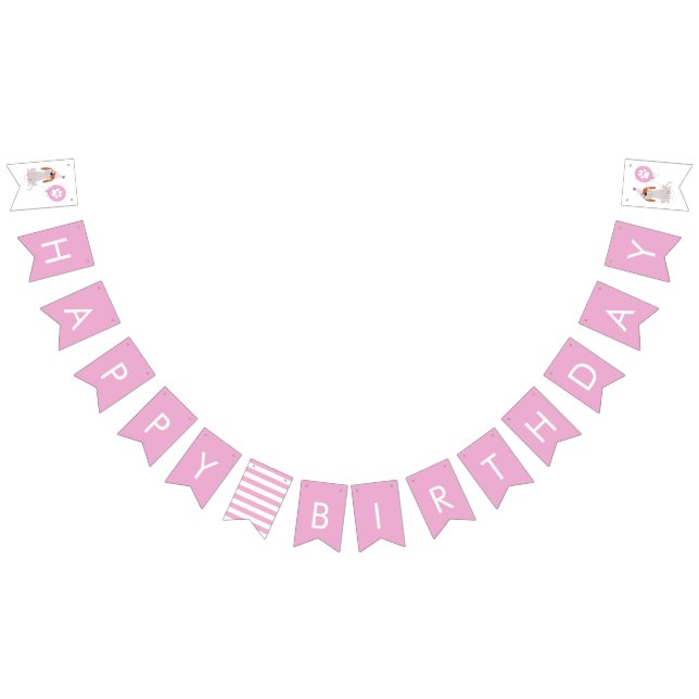 Dog Theme Pink Happy Birthday Party Bunting (All)