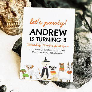 Dog Theme Puppy Party Halloween Birthday Invitation